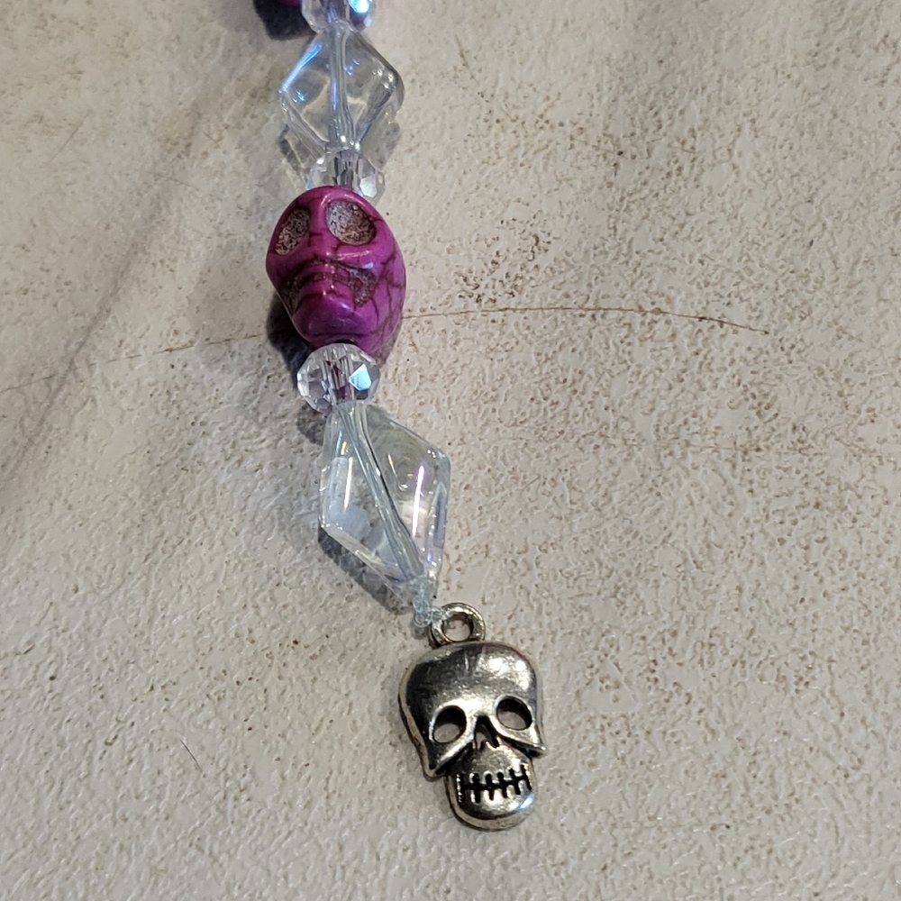 Purple and Silver Skull Beaded Sun Catcher!